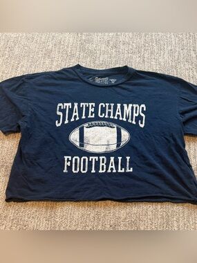 Retrobrand Short Sleeve Cropped Tee in Navy “State Champs Football” Size Small